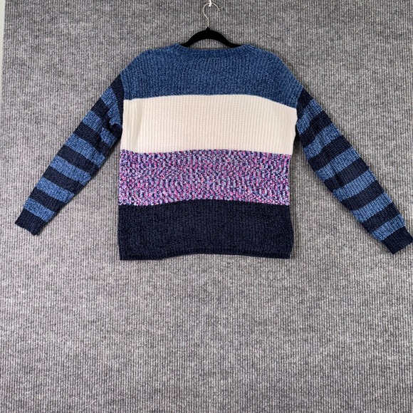 Blush & Bloom Womens M Colorblock Knit Sweater Blue Pink Y2K Preppy Cozy Cottage - Picture 3 of 10